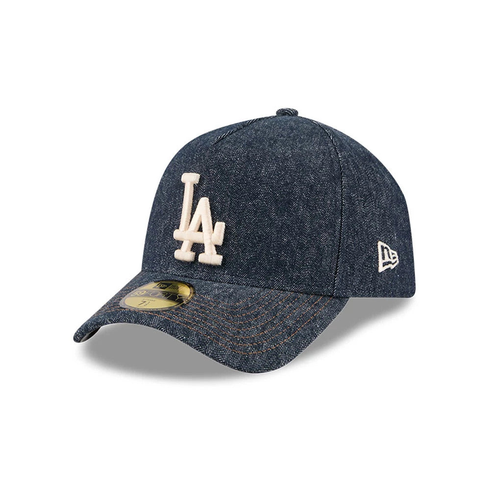 Dodgers MLB Herringbone Denim Navy 59FORTY A-Frame Fitted Cap-Benirox