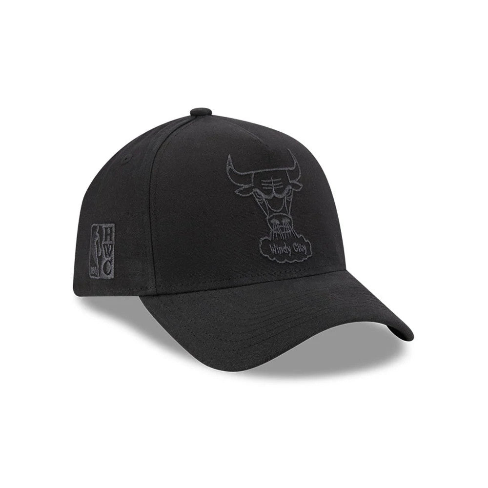Bulls NBA Waxy Canvas Black 59FORTY A-Frame Fitted Cap-Benirox