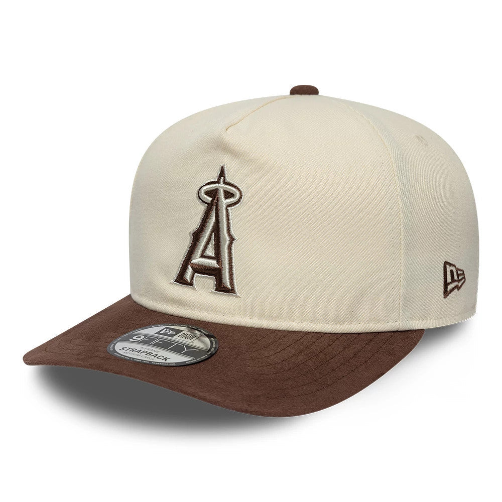 LA Angels MLB Suede Visor Cream 9FIFTY A-Frame Adjustable Cap-Benirox