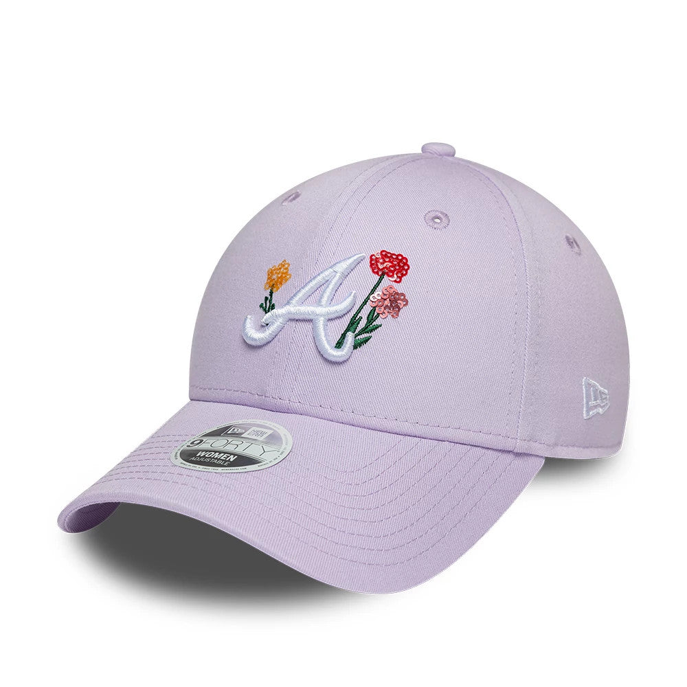 Atlanta Braves Womens MLB Floral Icon Pastel Purple 9FORTY Adjustable Cap-Benirox