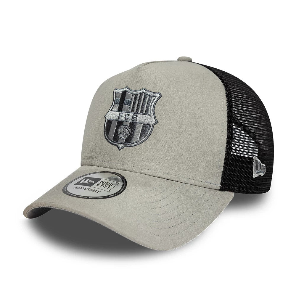 FC Barcelona Faux Suede Grey 9FORTY A-Frame Trucker Adjustable Cap-Benirox
