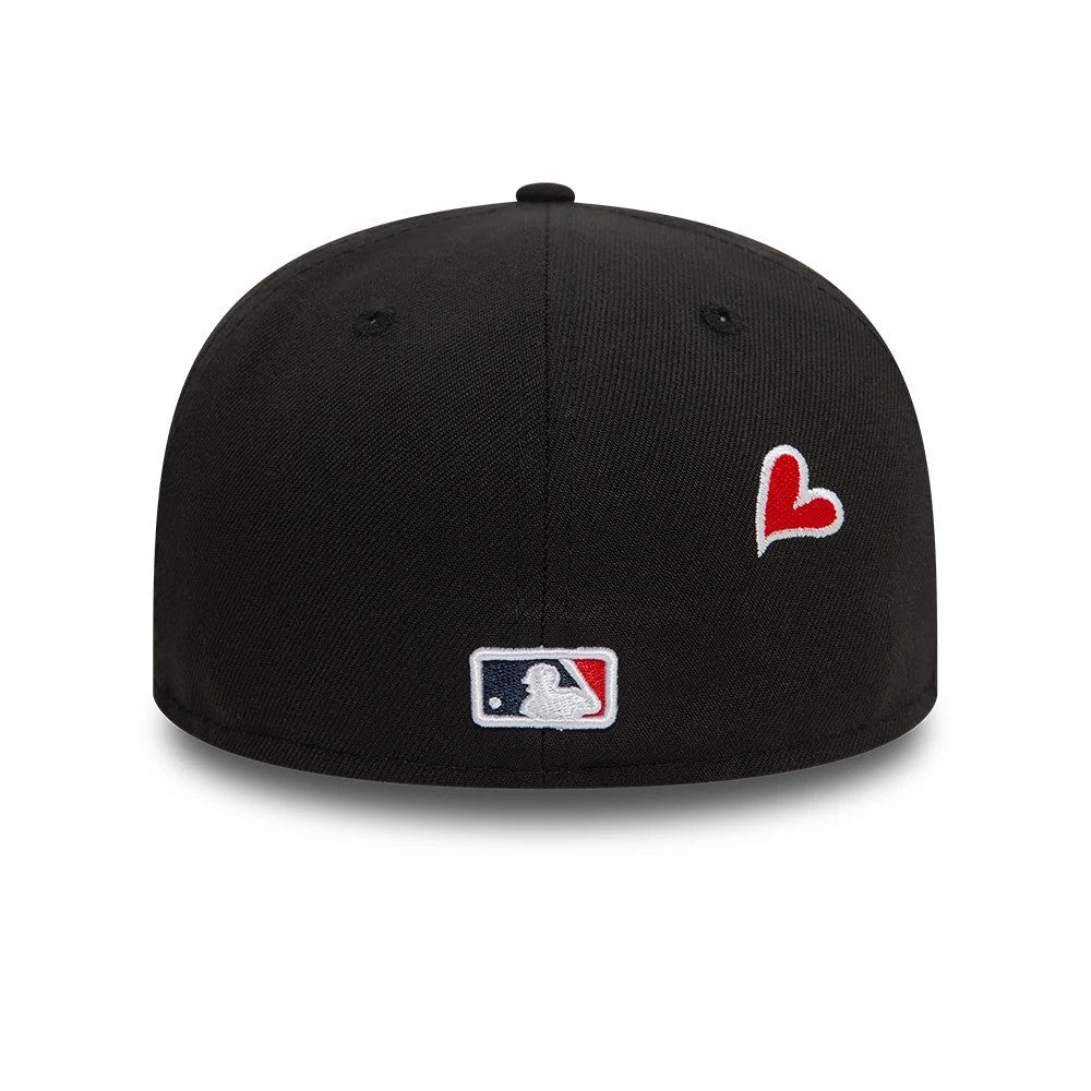Atlanta Braves MLB Heart Icon Black 59FIFTY Fitted Cap-Benirox