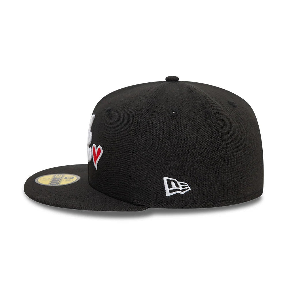 Atlanta Braves MLB Heart Icon Black 59FIFTY Fitted Cap-Benirox