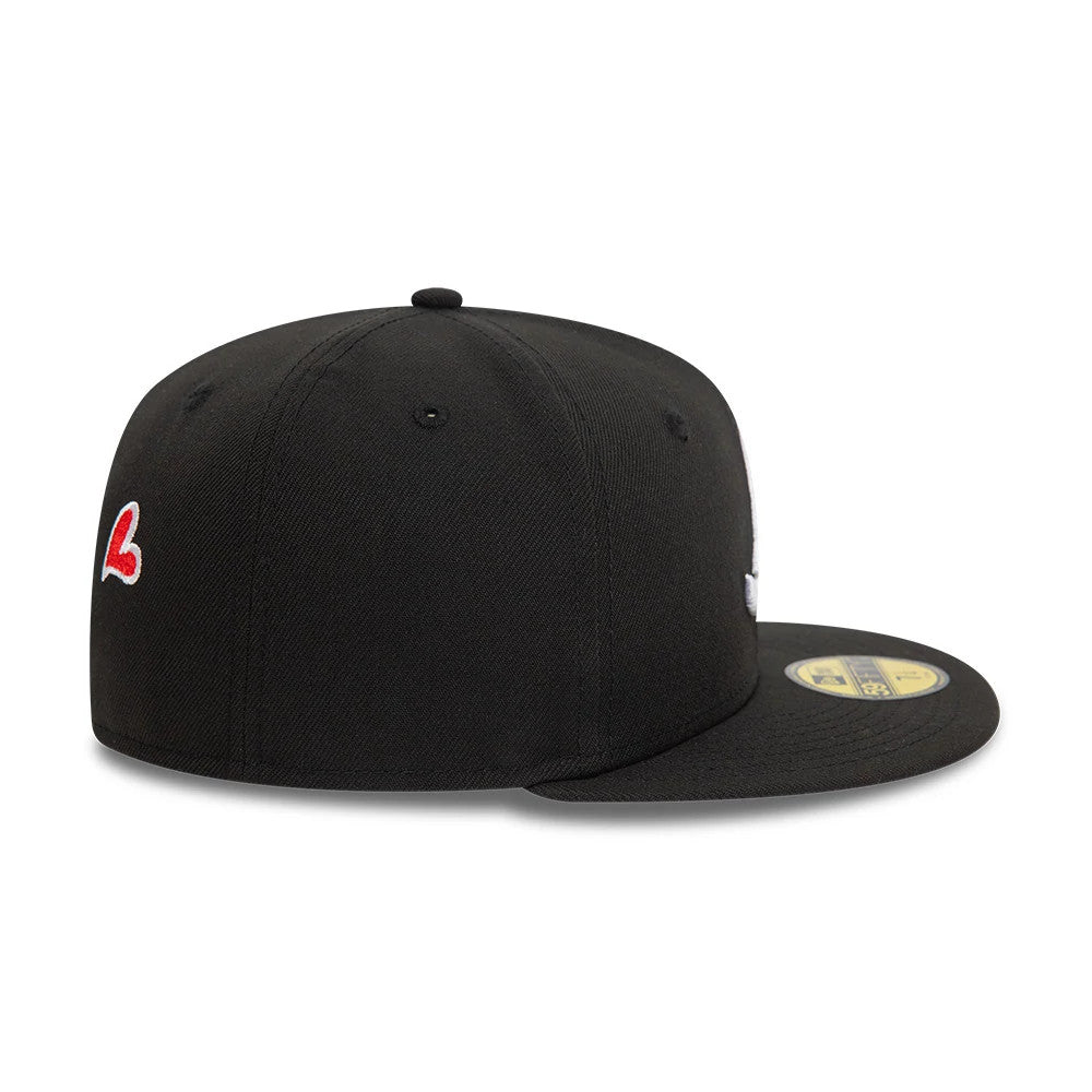 Atlanta Braves MLB Heart Icon Black 59FIFTY Fitted Cap-Benirox