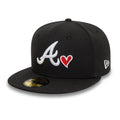 Atlanta Braves MLB Heart Icon Black 59FIFTY Fitted Cap-Benirox