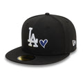 LA Dodgers MLB Heart Icon Black 59FIFTY Fitted Cap-Benirox
