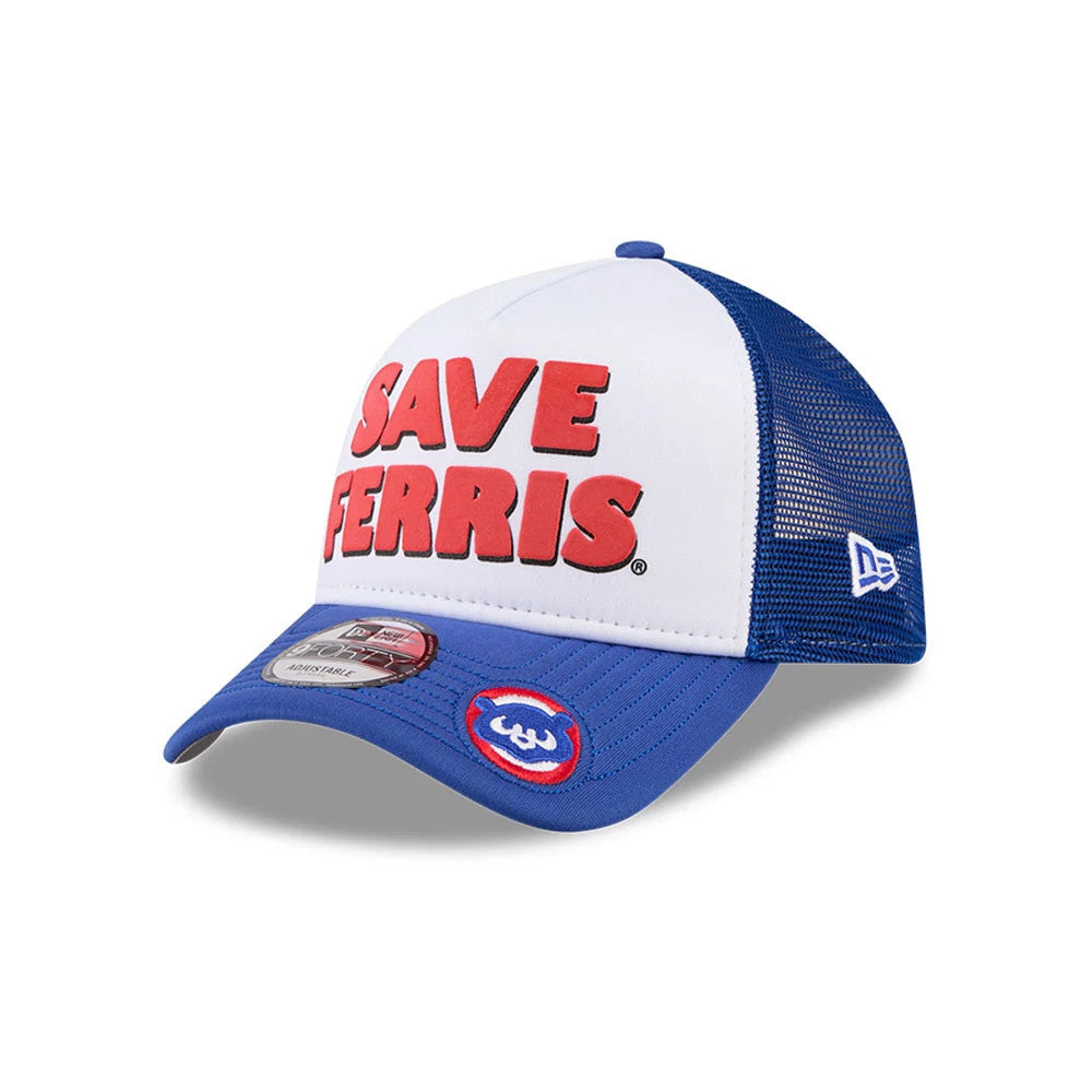 Cubs MLB X Ferris Bueller's Day Off White 9FORTY A-Frame Trucker Adjustable Cap-Benirox