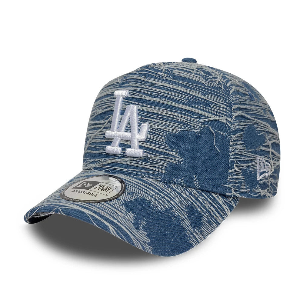 LA Dodgers MLB Distressed Denim Blue 9FORTY E-Frame Adjustable Cap-Benirox