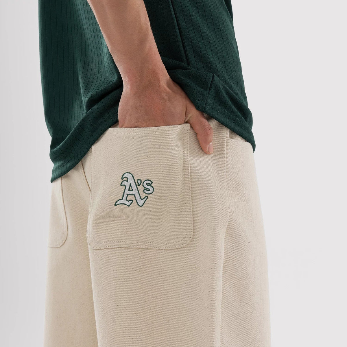Athletics MLB Jort Cream Oversized Shorts-Benirox