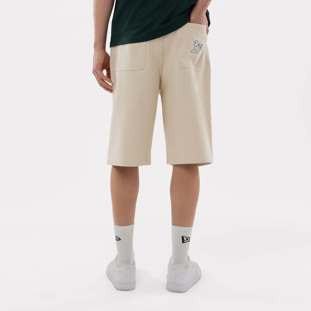 Athletics MLB Jort Cream Oversized Shorts-Benirox