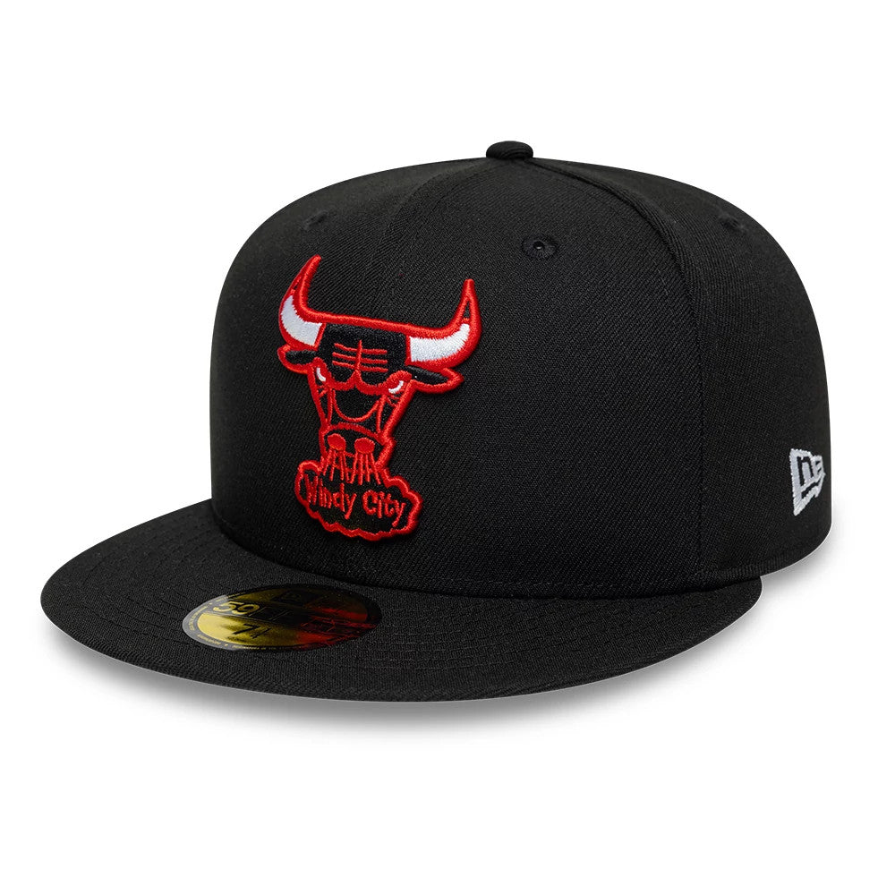 Bulls NBA Hardwood Classic Windy City Black 59FIFTY Fitted Cap-Benirox