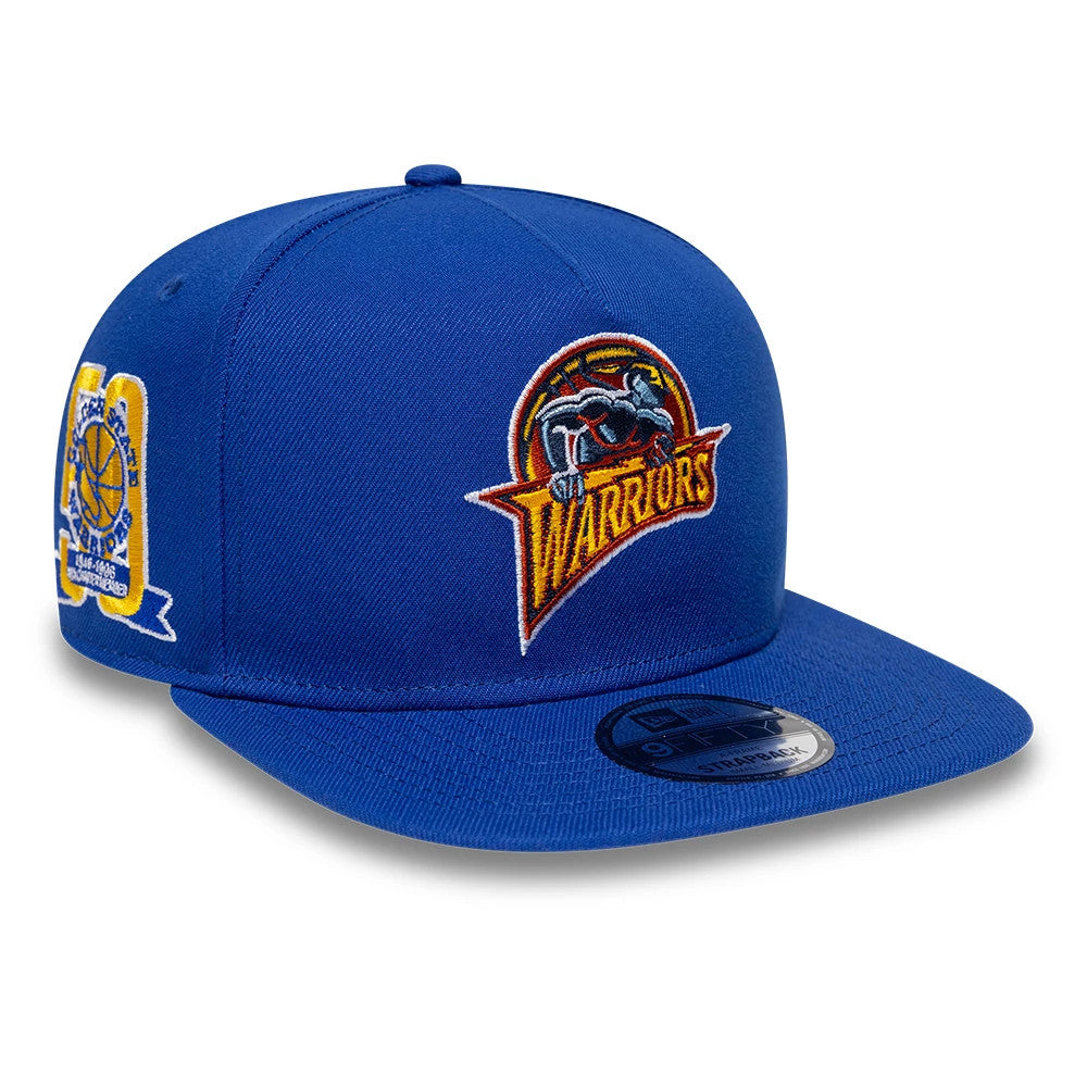 Golden State Warriors NBA Hardwood Classic Blue 9FIFTY A-Frame Snapback Adjustable Cap-Benirox