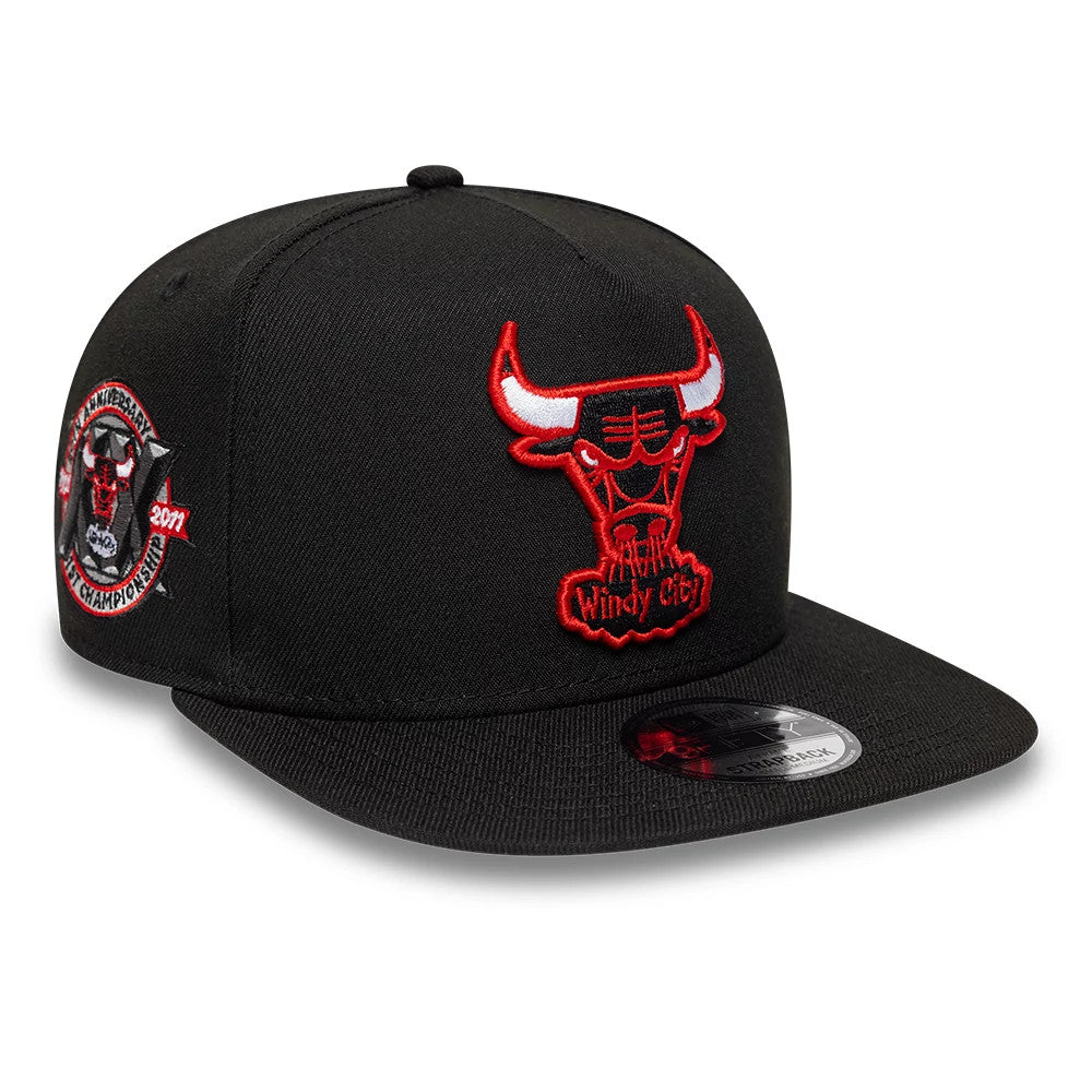 Chicago Bulls NBA Hardwood Classic Black 9FIFTY A-Frame Snapback Adjustable Cap-Benirox