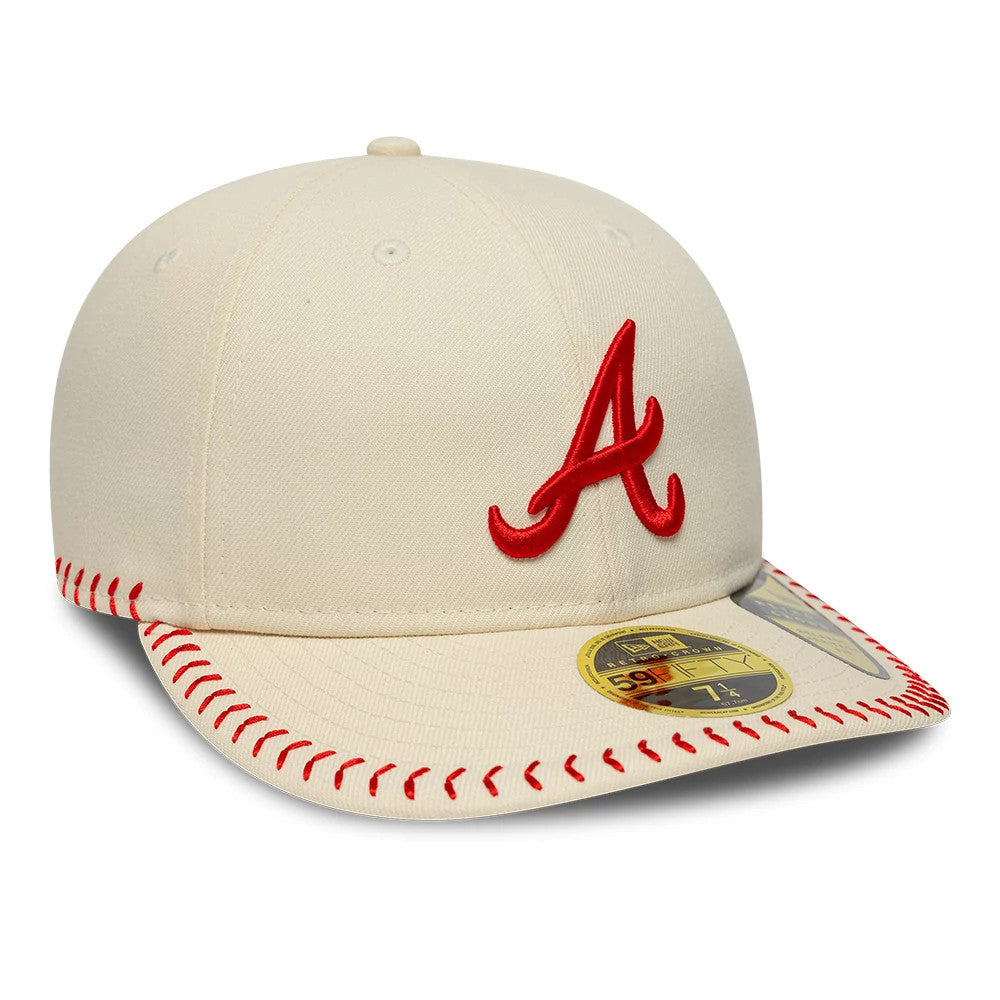 Atlanta Braves MLB Baseball Stitch Cream Retro Crown 59FIFTY Fitted Cap-Benirox