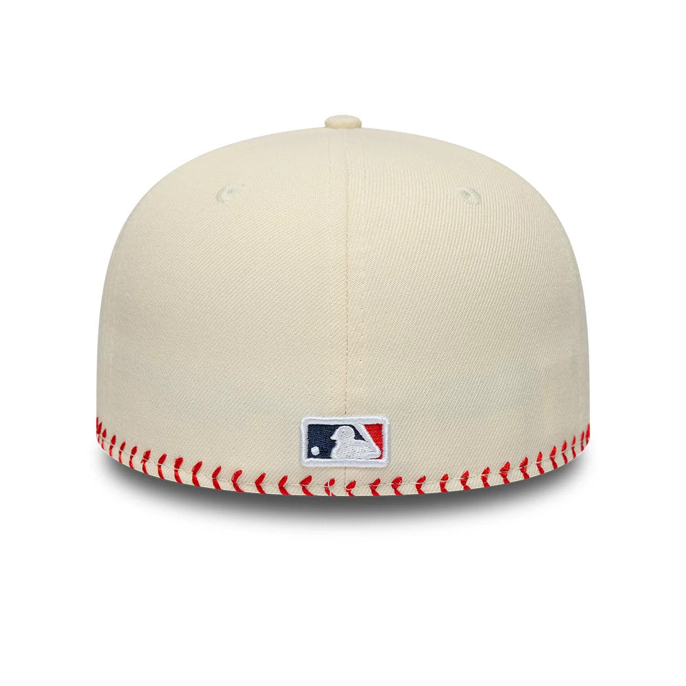 Atlanta Braves MLB Baseball Stitch Cream Retro Crown 59FIFTY Fitted Cap-Benirox