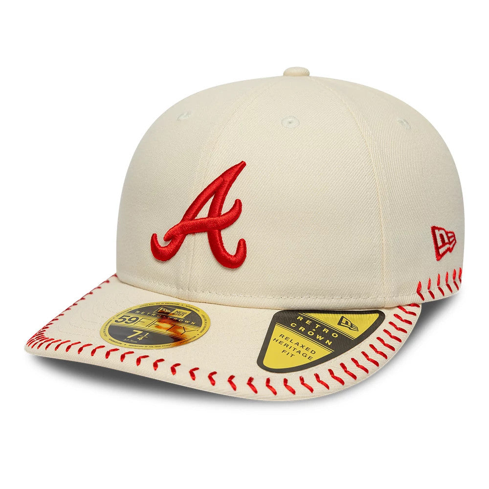 Atlanta Braves MLB Baseball Stitch Cream Retro Crown 59FIFTY Fitted Cap-Benirox