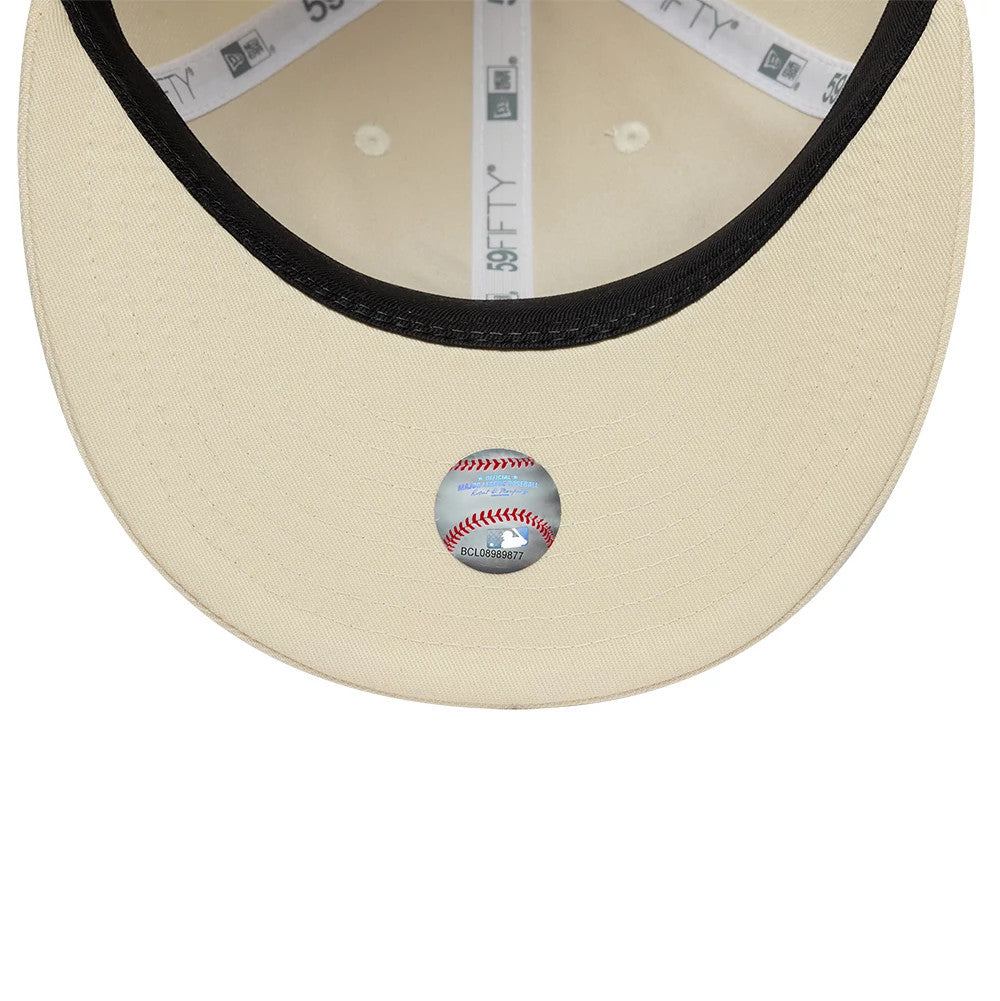 Atlanta Braves MLB Baseball Stitch Cream Retro Crown 59FIFTY Fitted Cap-Benirox