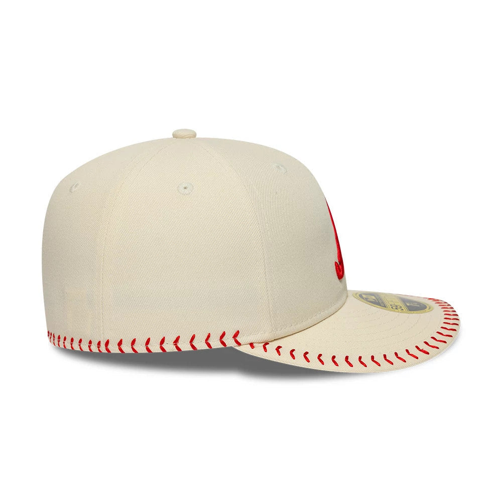 Atlanta Braves MLB Baseball Stitch Cream Retro Crown 59FIFTY Fitted Cap-Benirox