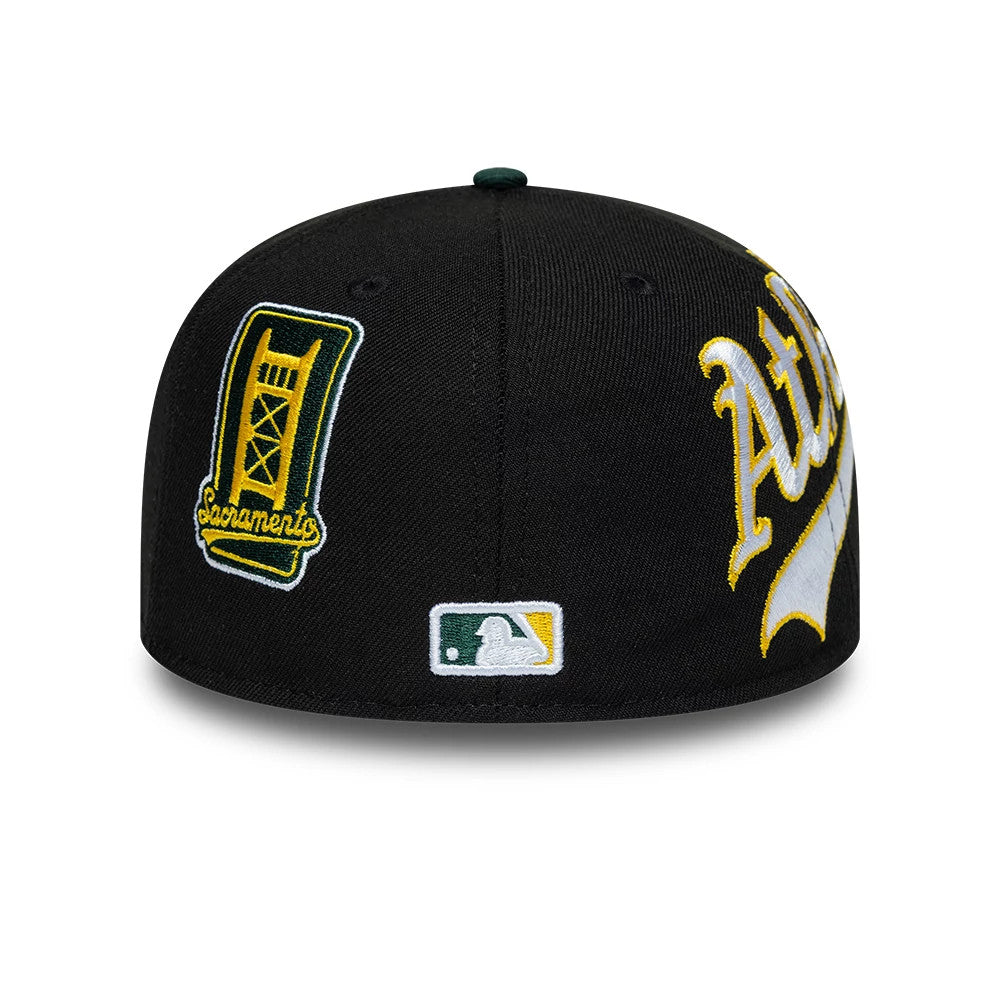 Athletics MLB Multi Logo Satin Lined Black 59FIFTY Fitted Cap-Benirox