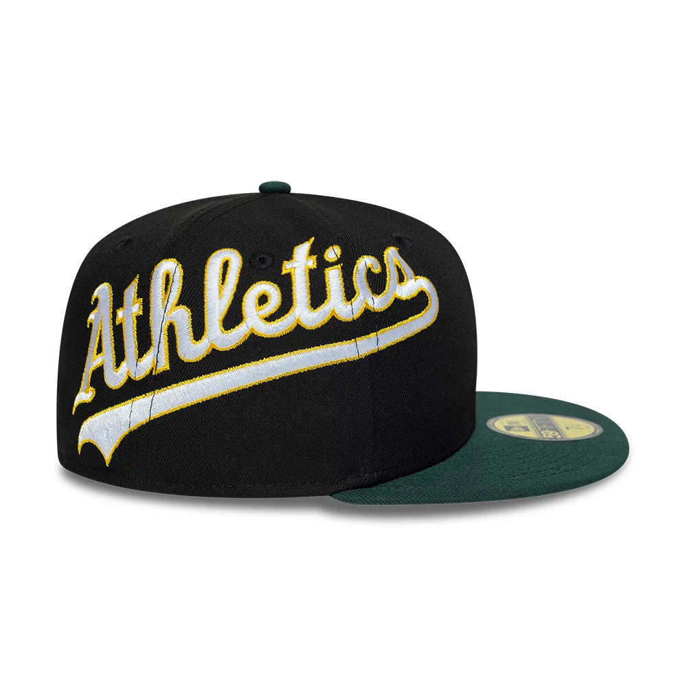 Athletics MLB Multi Logo Satin Lined Black 59FIFTY Fitted Cap-Benirox