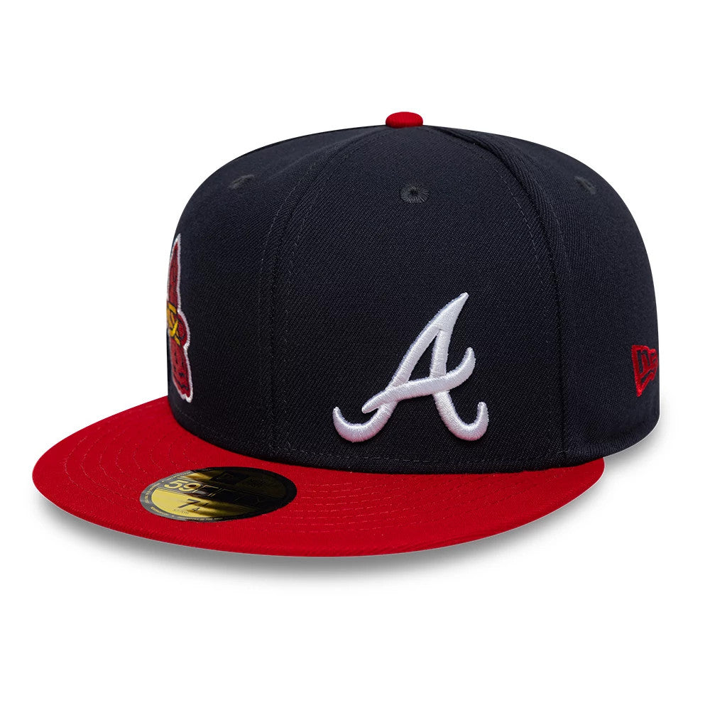 Atlanta Braves MLB Multi Logo Satin Lined Navy 59FIFTY Fitted Cap-Benirox