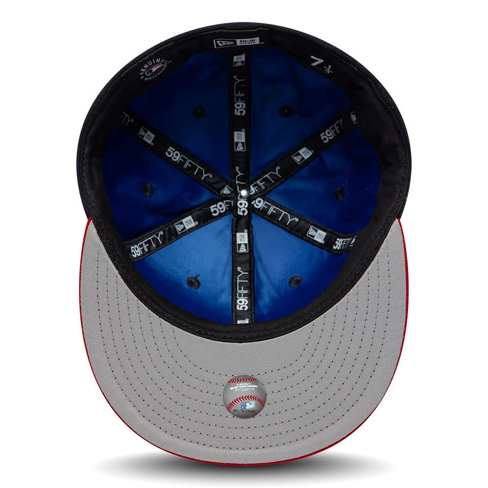 Atlanta Braves MLB Multi Logo Satin Lined Navy 59FIFTY Fitted Cap-Benirox