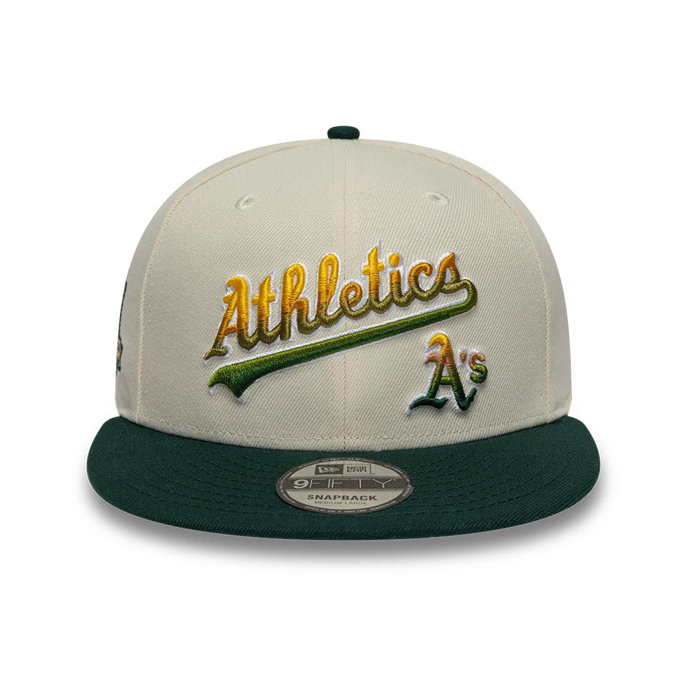 Athletics MLB Ombre Script Beige & Green 9FIFTY Snapback Adjustable Cap-Benirox