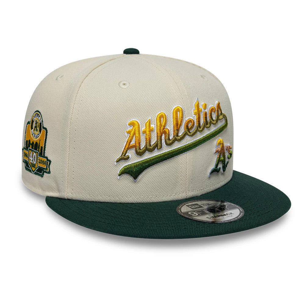 Athletics MLB Ombre Script Beige & Green 9FIFTY Snapback Adjustable Cap-Benirox