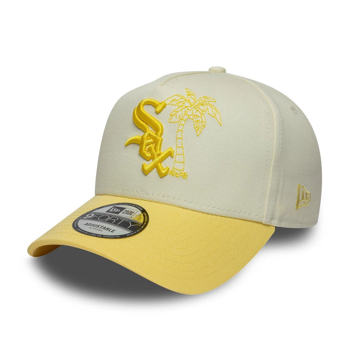 Chicago White Sox MLB Palm White & Yellow 9FORTY A-Frame Adjustable Cap-Benirox