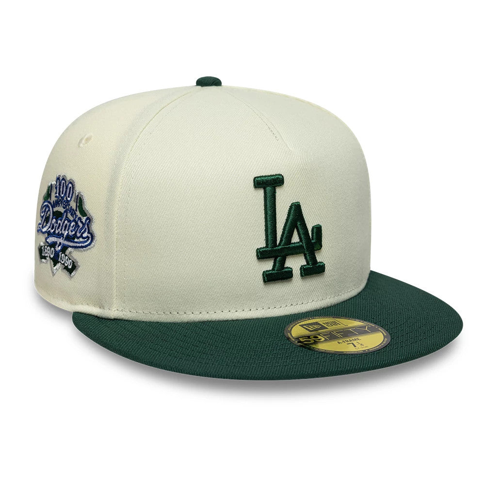 LA Dodgers MLB Cream 59FIFTY A-Frame Fitted Cap-Benirox
