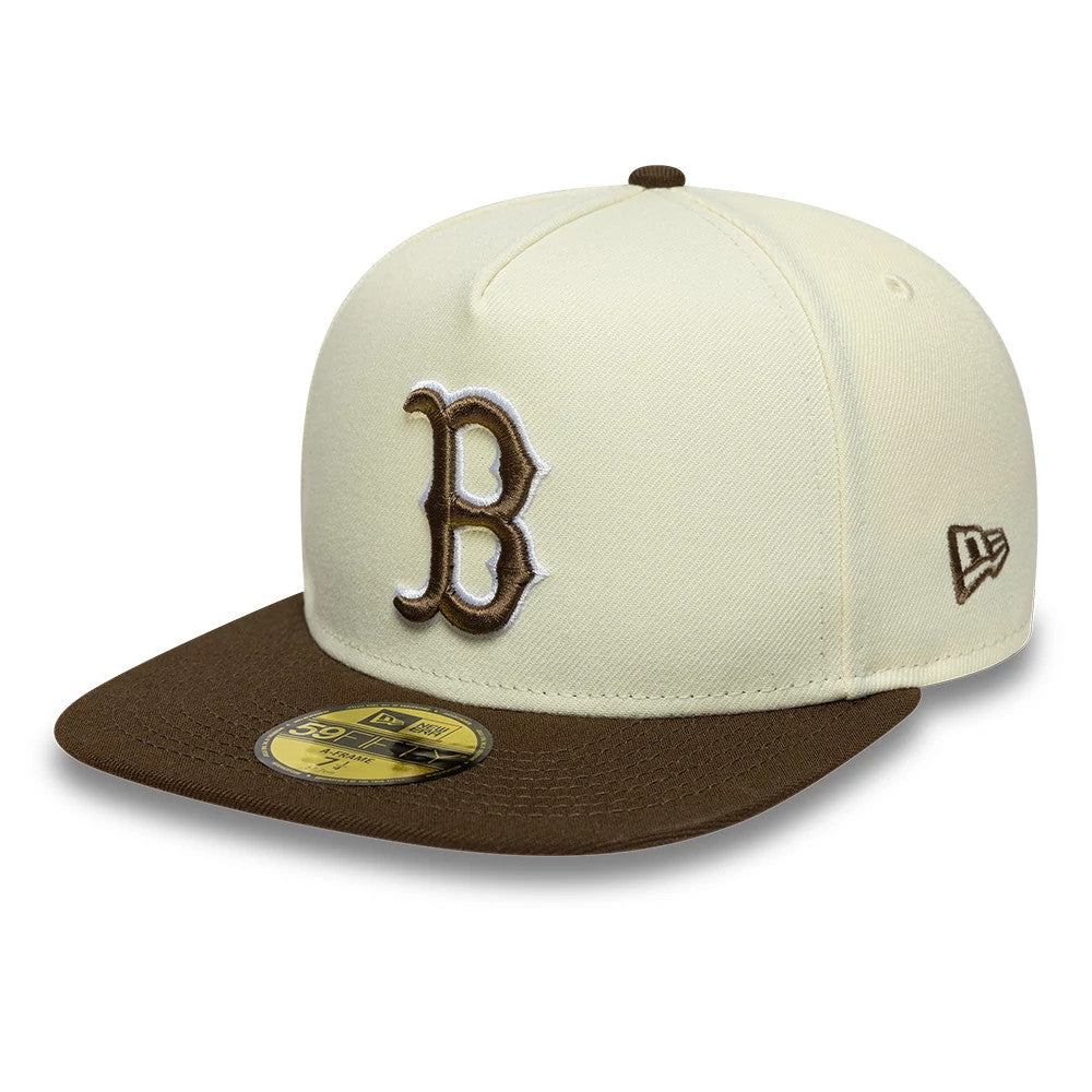 Boston Red Sox MLB Cream 59FIFTY A-Frame Fitted Cap-Benirox