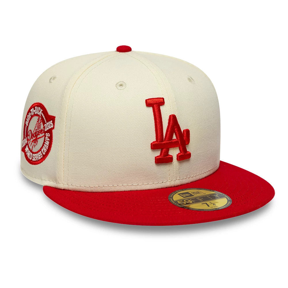 LA Dodgers MLB Chrome Scarlet Cream 59FIFTY Fitted Cap-Benirox